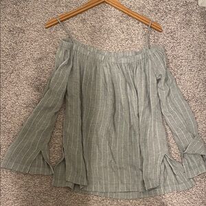 Anthropologie Cloth & Stone Gray Striped Off-Shoulder Blouse small